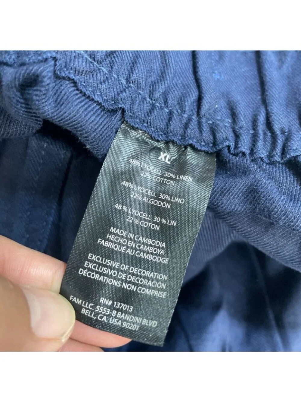 NWOT Banana Republic Women's XL Navy Blue Linen-Blend Cropped Pants B1734